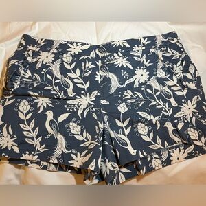 LOFT blue and white patterned shorts